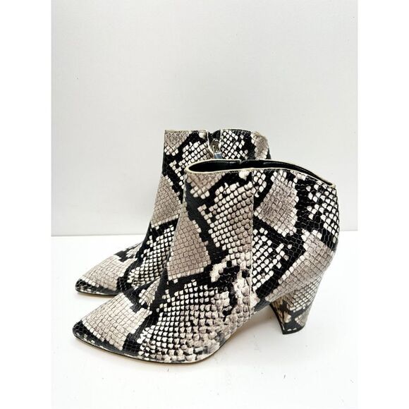 Marc Fisher LTD Boots Size 6.5 Beige Snakeskin-Embossed Unno Leather Bootie NEW - Picture 2 of 10